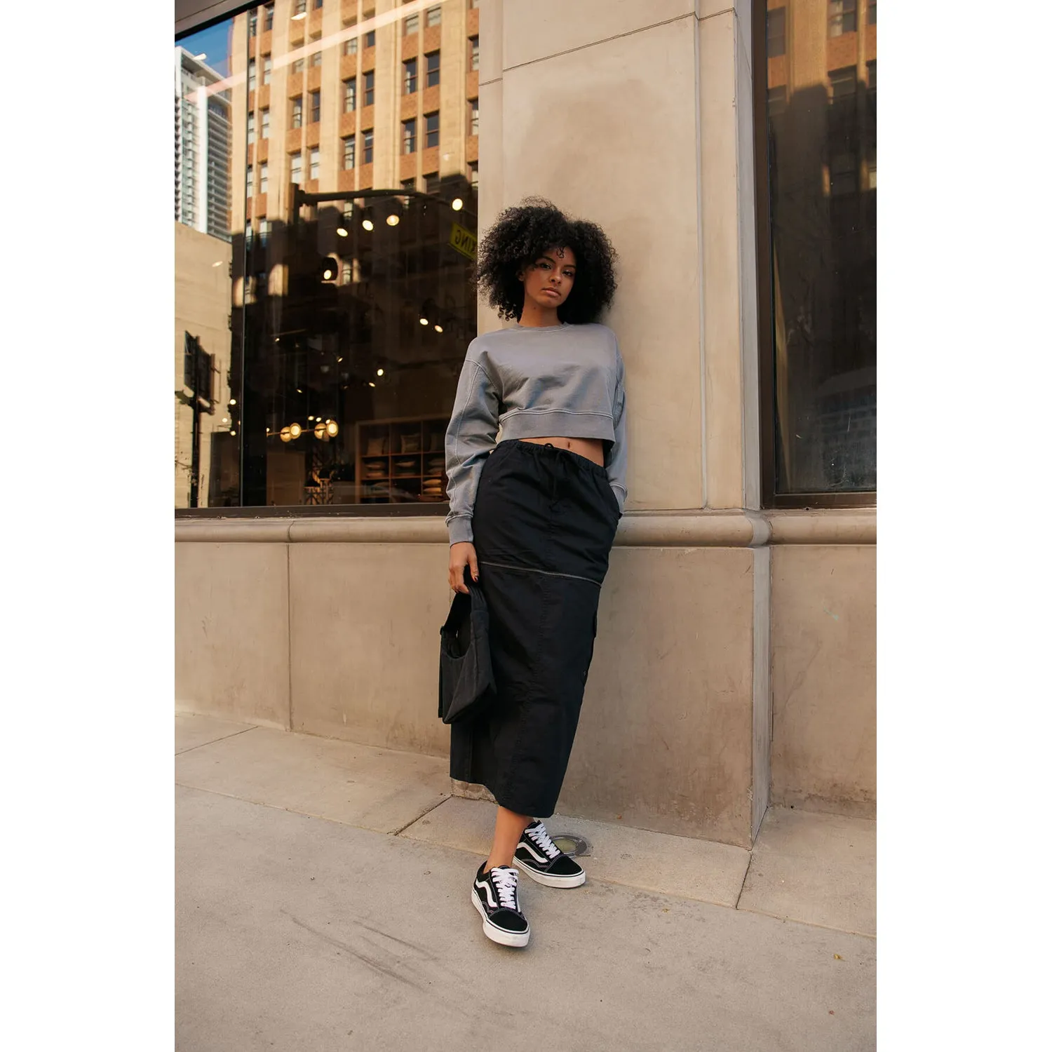 Vintage Washing Cropped Pullover Sweatshirts - Washed Grey