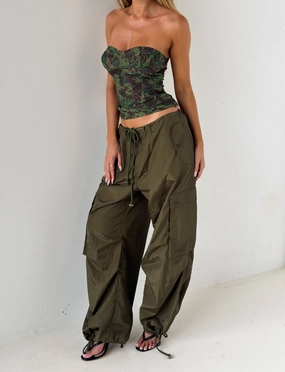 Zip Pocket Easy Stretch Fit VIOLETTE PANT - GREEN : KHAKI GREEN