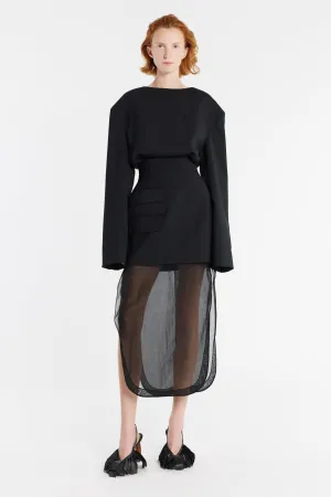 Basque Skirt With Organza Layer Black natural fiber
