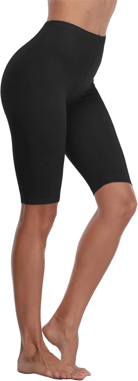 VOGUEMAX Women's Plus Size Short Leggings Stretchy Slip Shorts Mid Thigh Lightweight Pants