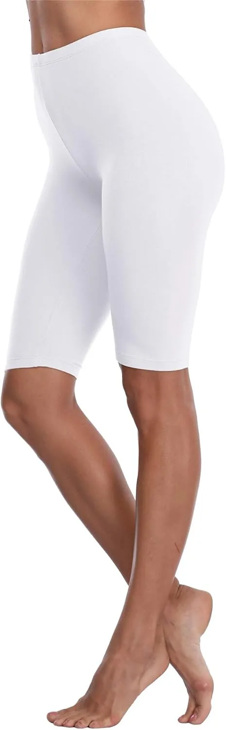VOGUEMAX Women's Plus Size Short Leggings Stretchy Slip Shorts Mid Thigh Lightweight Pants