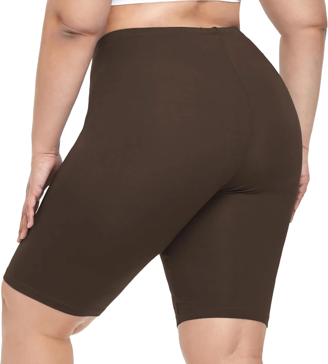 VOGUEMAX Women's Plus Size Short Leggings Stretchy Slip Shorts Mid Thigh Lightweight Pants