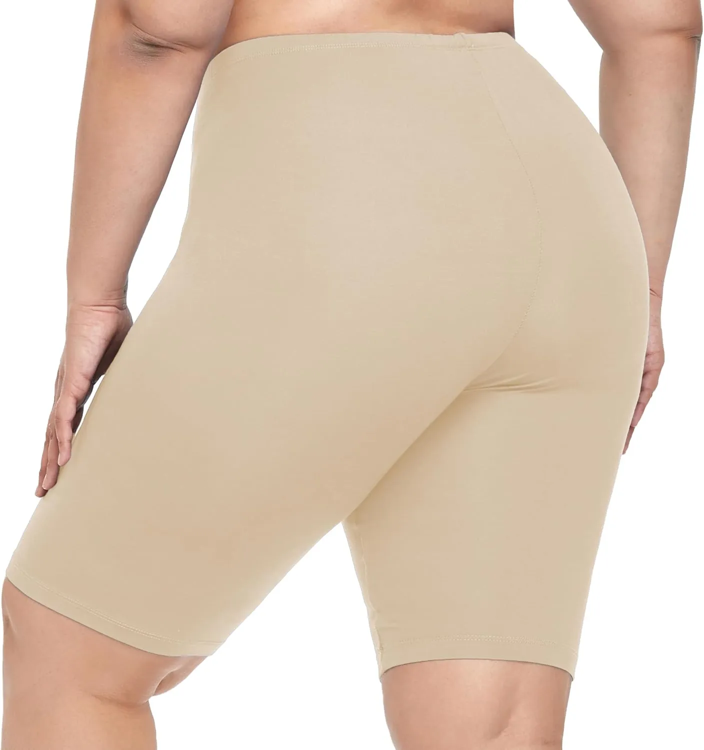 VOGUEMAX Women's Plus Size Short Leggings Stretchy Slip Shorts Mid Thigh Lightweight Pants