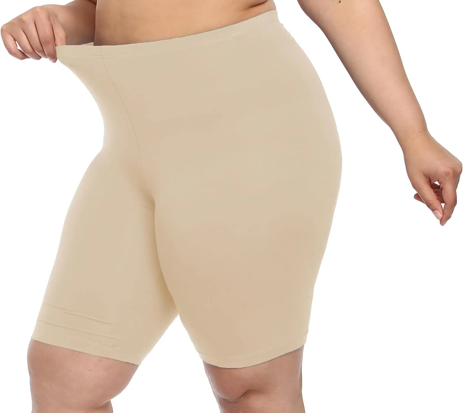 VOGUEMAX Women's Plus Size Short Leggings Stretchy Slip Shorts Mid Thigh Lightweight Pants