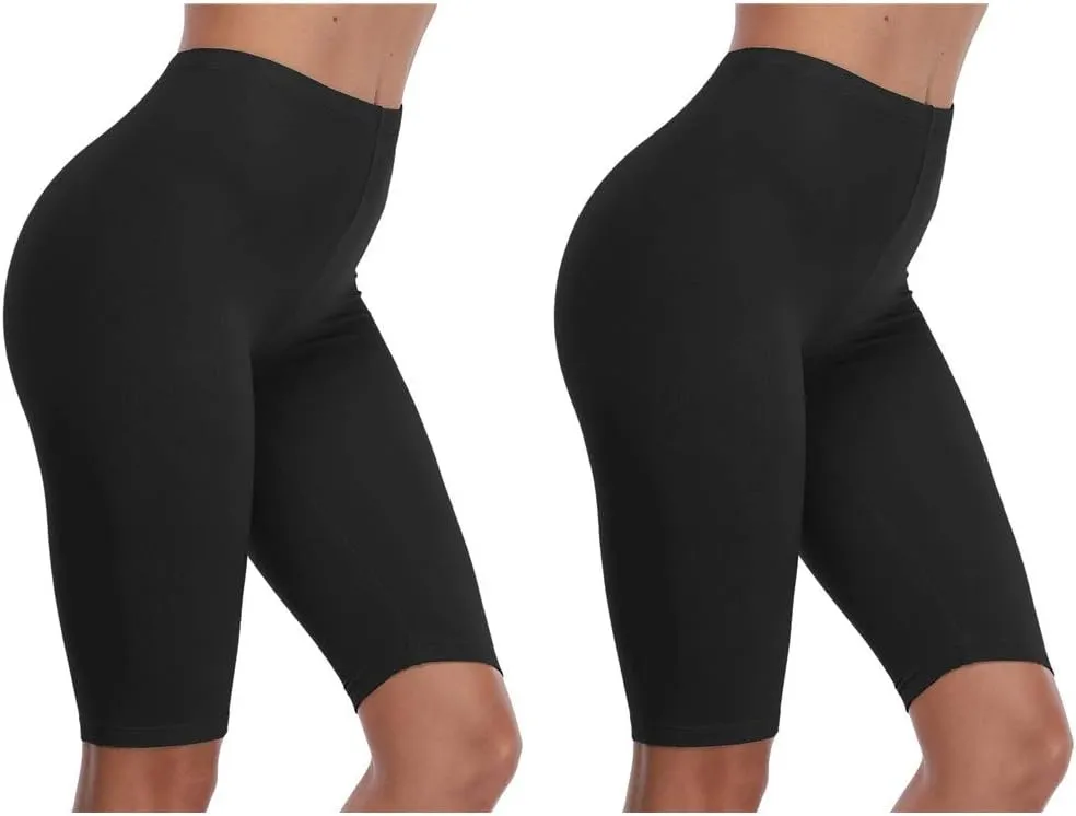 VOGUEMAX Women's Plus Size Short Leggings Stretchy Slip Shorts Mid Thigh Lightweight Pants