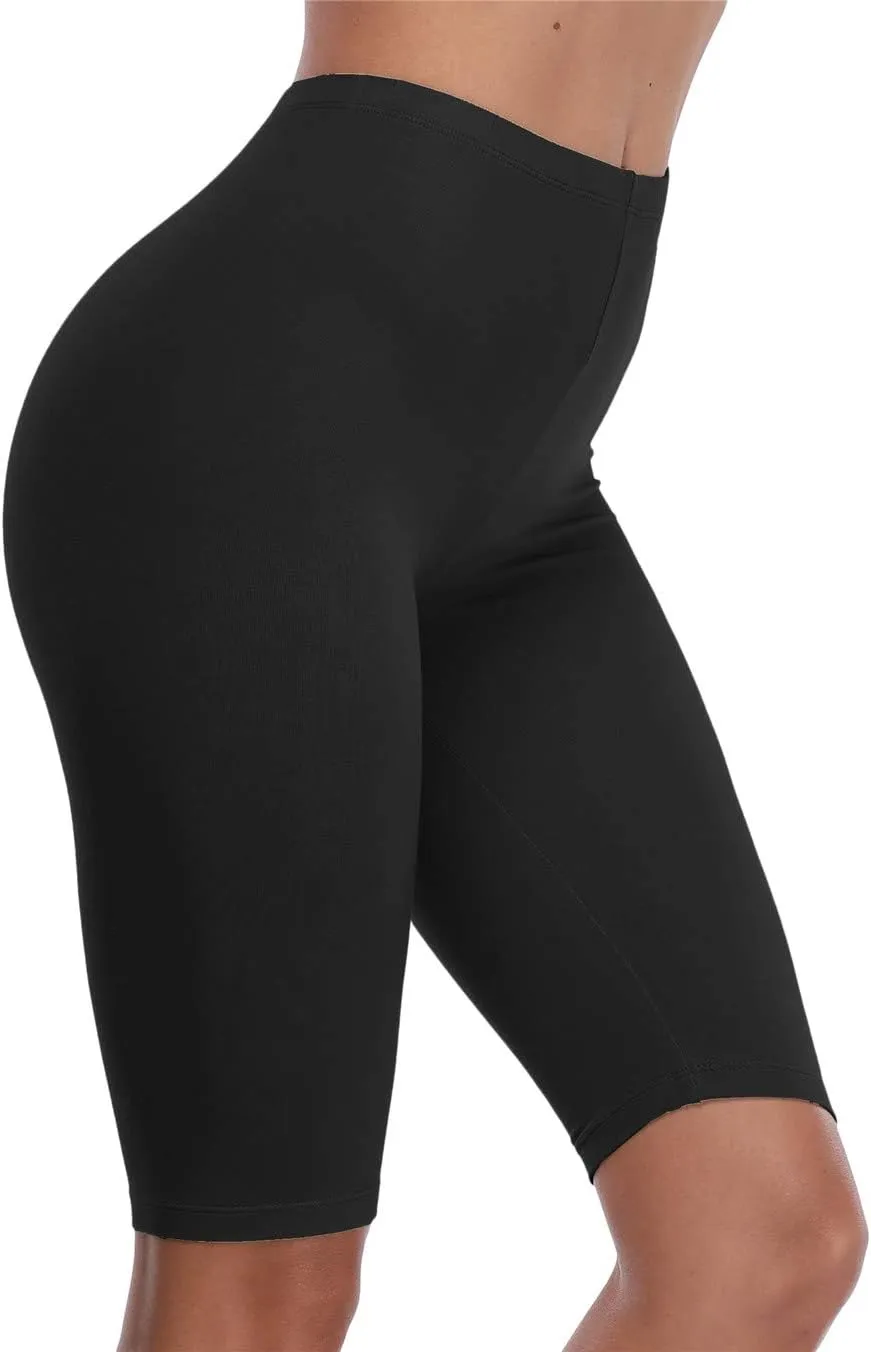 VOGUEMAX Women's Plus Size Short Leggings Stretchy Slip Shorts Mid Thigh Lightweight Pants