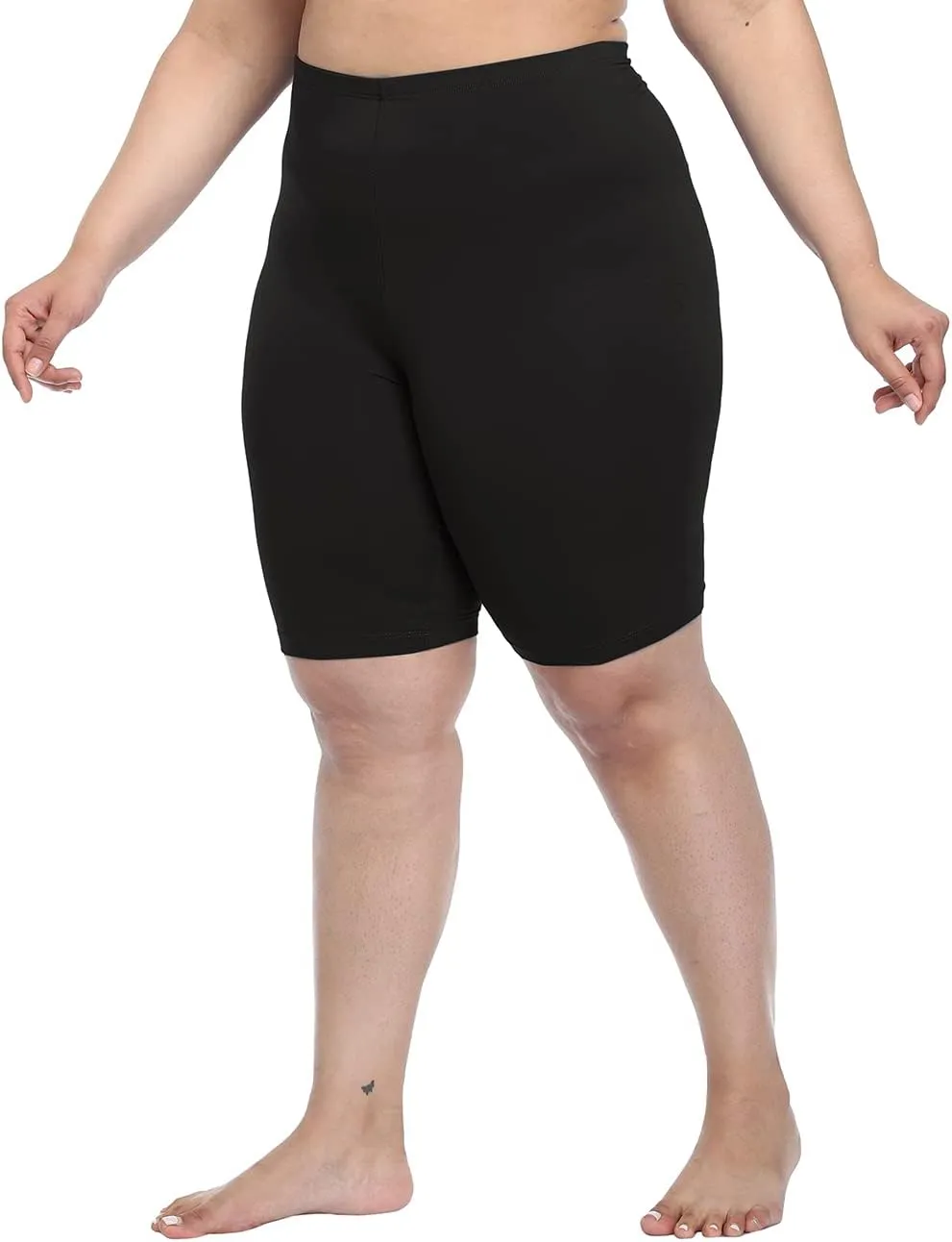 VOGUEMAX Women's Plus Size Short Leggings Stretchy Slip Shorts Mid Thigh Lightweight Pants