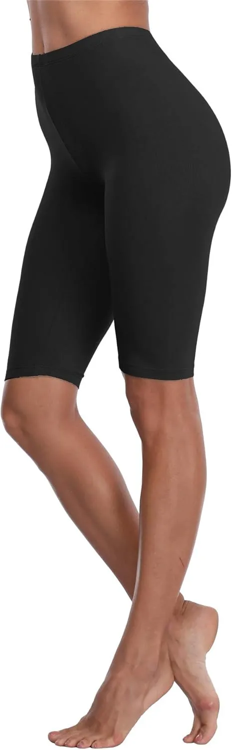 VOGUEMAX Women's Plus Size Short Leggings Stretchy Slip Shorts Mid Thigh Lightweight Pants