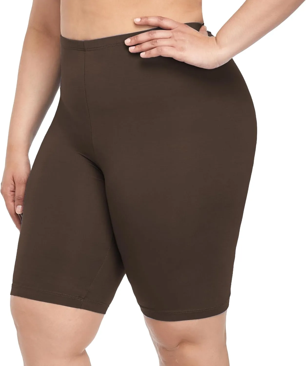 VOGUEMAX Women's Plus Size Short Leggings Stretchy Slip Shorts Mid Thigh Lightweight Pants