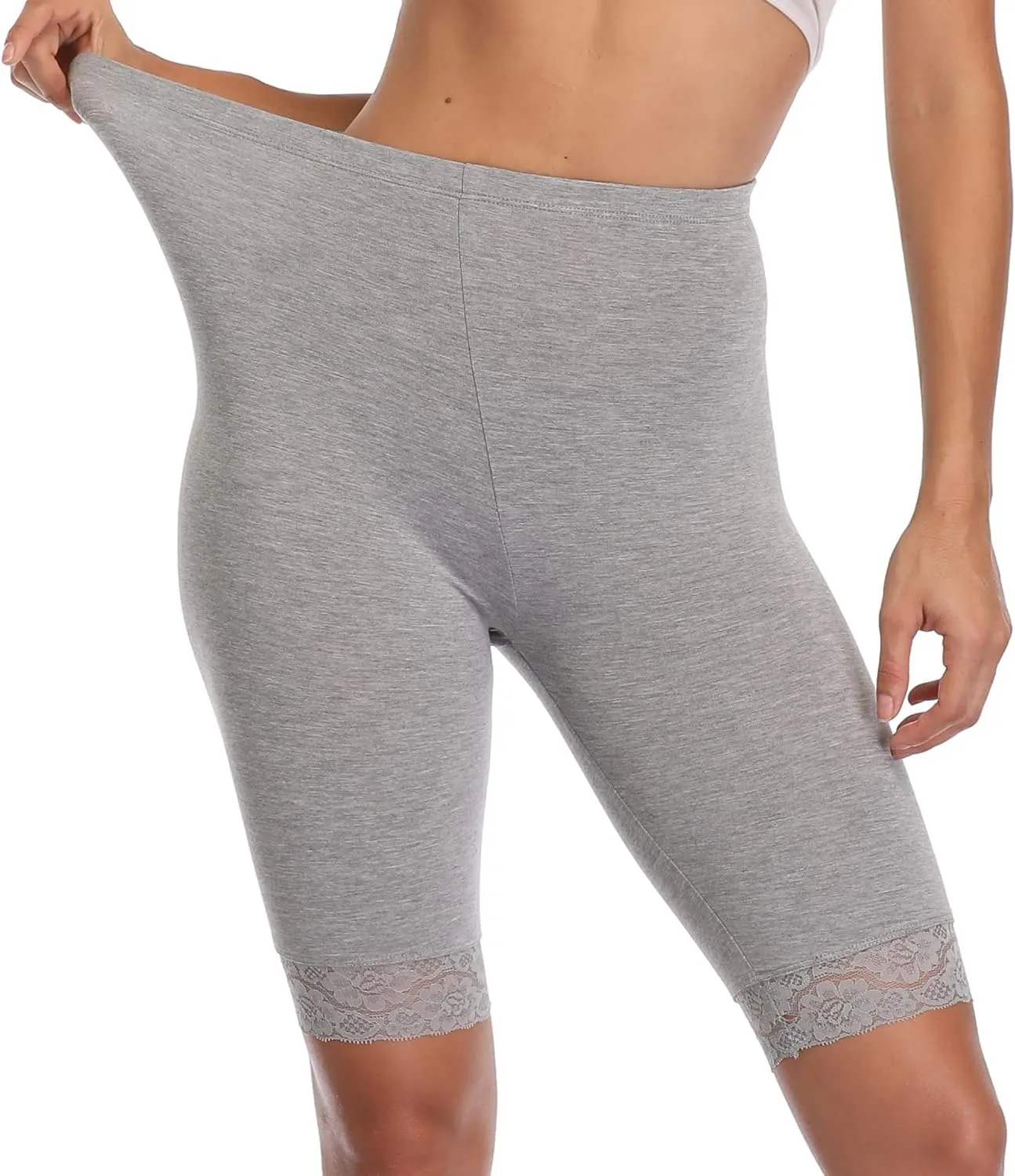 VOGUEMAX Women's Plus Size Short Leggings Stretchy Slip Shorts Mid Thigh Lightweight Pants