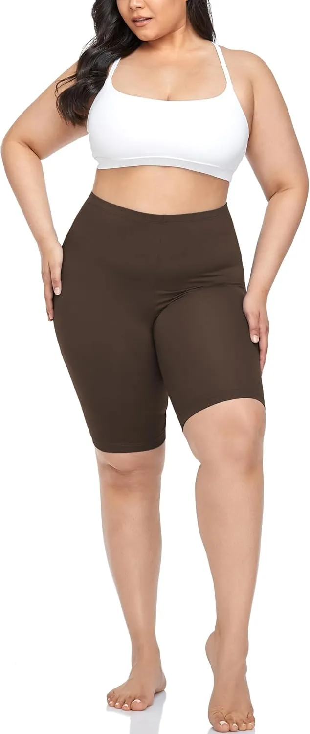 VOGUEMAX Women's Plus Size Short Leggings Stretchy Slip Shorts Mid Thigh Lightweight Pants