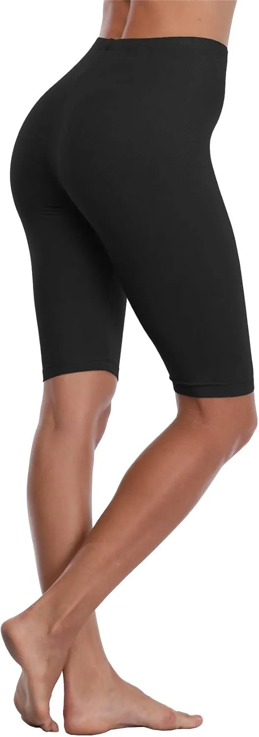 VOGUEMAX Women's Plus Size Short Leggings Stretchy Slip Shorts Mid Thigh Lightweight Pants