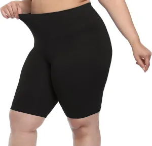 VOGUEMAX Women's Plus Size Short Leggings Stretchy Slip Shorts Mid Thigh Lightweight Pants