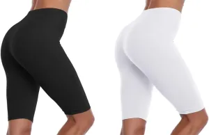 VOGUEMAX Women's Plus Size Short Leggings Stretchy Slip Shorts Mid Thigh Lightweight Pants