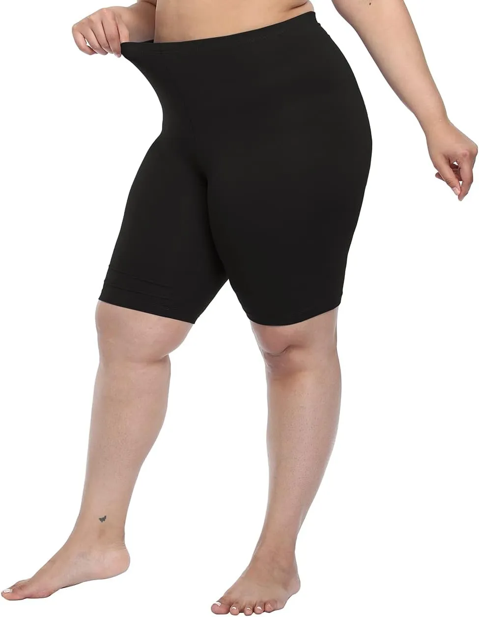 VOGUEMAX Women's Plus Size Short Leggings Stretchy Slip Shorts Mid Thigh Lightweight Pants