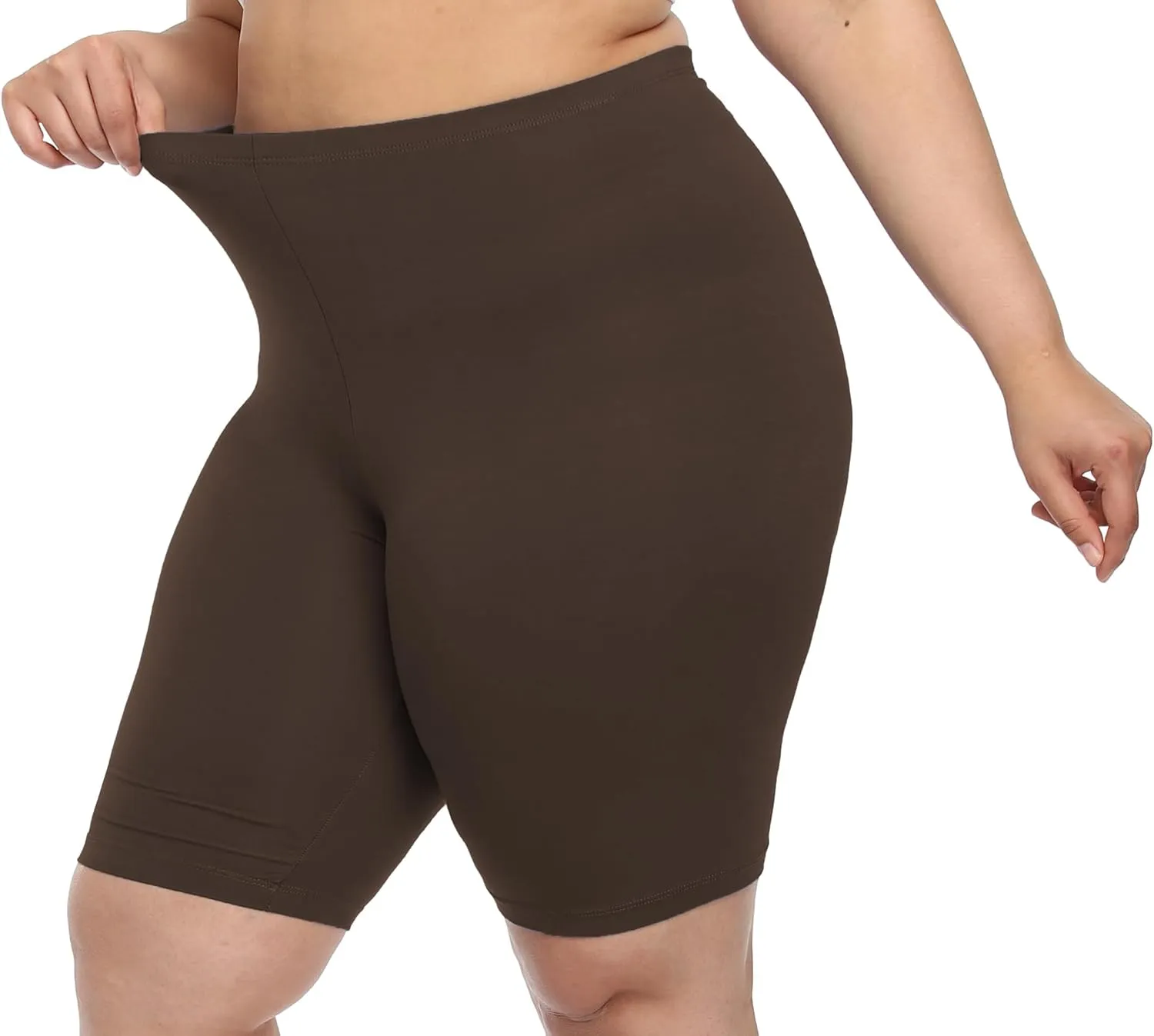 VOGUEMAX Women's Plus Size Short Leggings Stretchy Slip Shorts Mid Thigh Lightweight Pants