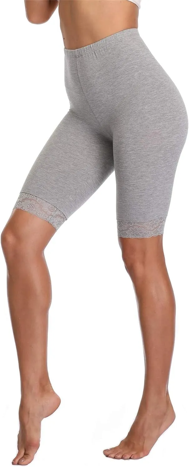 VOGUEMAX Women's Plus Size Short Leggings Stretchy Slip Shorts Mid Thigh Lightweight Pants