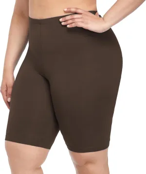 VOGUEMAX Women's Plus Size Short Leggings Stretchy Slip Shorts Mid Thigh Lightweight Pants