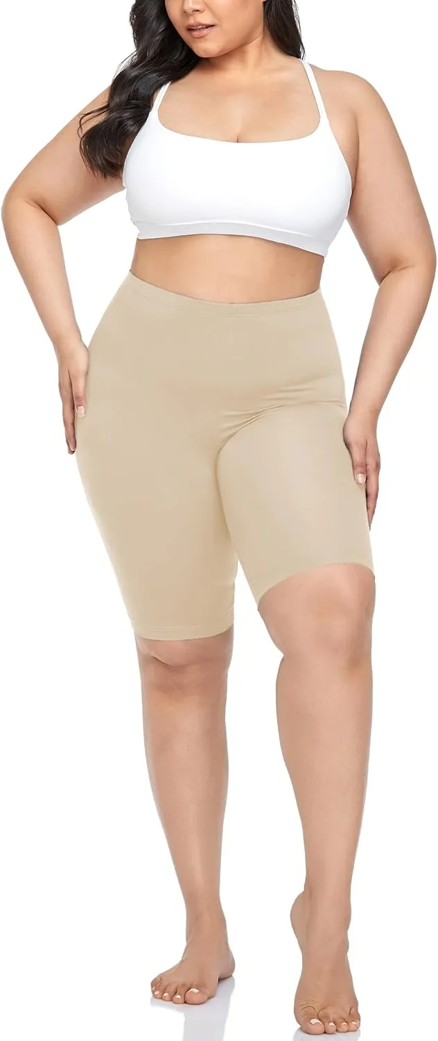 VOGUEMAX Women's Plus Size Short Leggings Stretchy Slip Shorts Mid Thigh Lightweight Pants
