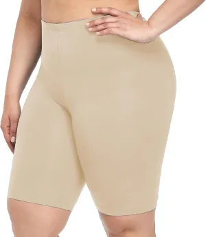 VOGUEMAX Women's Plus Size Short Leggings Stretchy Slip Shorts Mid Thigh Lightweight Pants