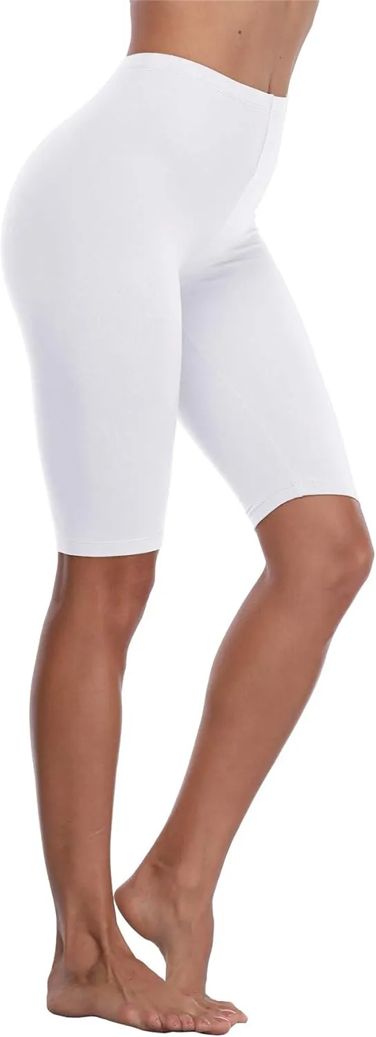 VOGUEMAX Women's Plus Size Short Leggings Stretchy Slip Shorts Mid Thigh Lightweight Pants