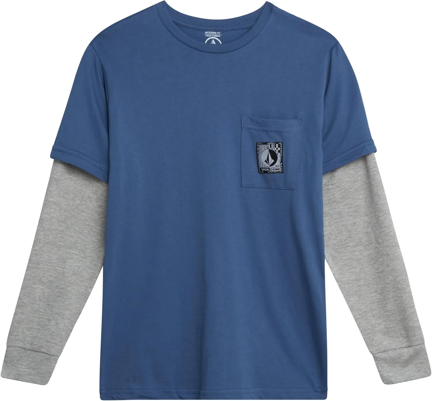 Volcom Boys' Two-Fer Shirt - Pullover Crewneck Long Sleeve Shirt - Stylish Logo Graphic Tee for Boys (Size: 8-20)
