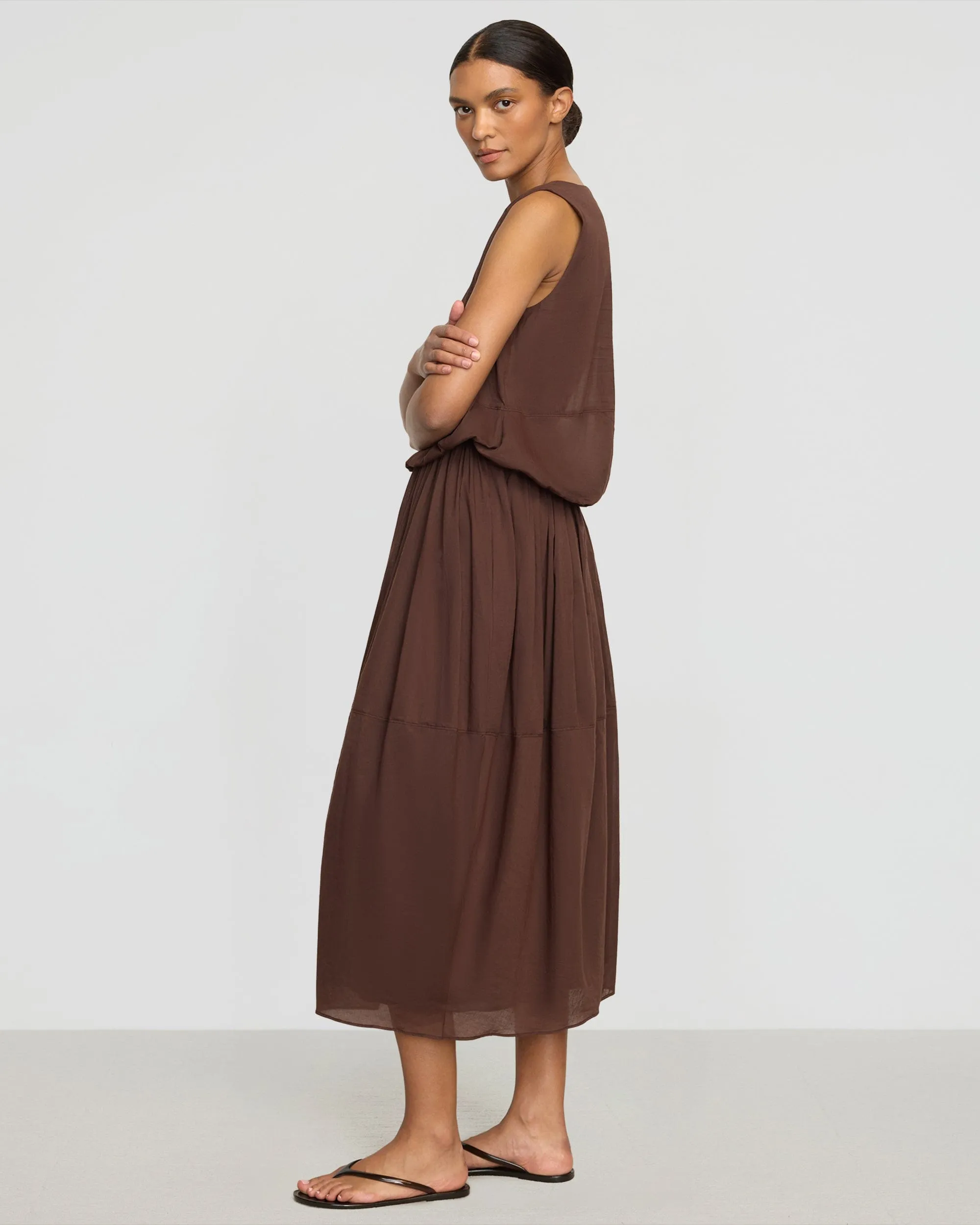 Flexible Style Linen Love Volta Tiered Organic Cotton Dress