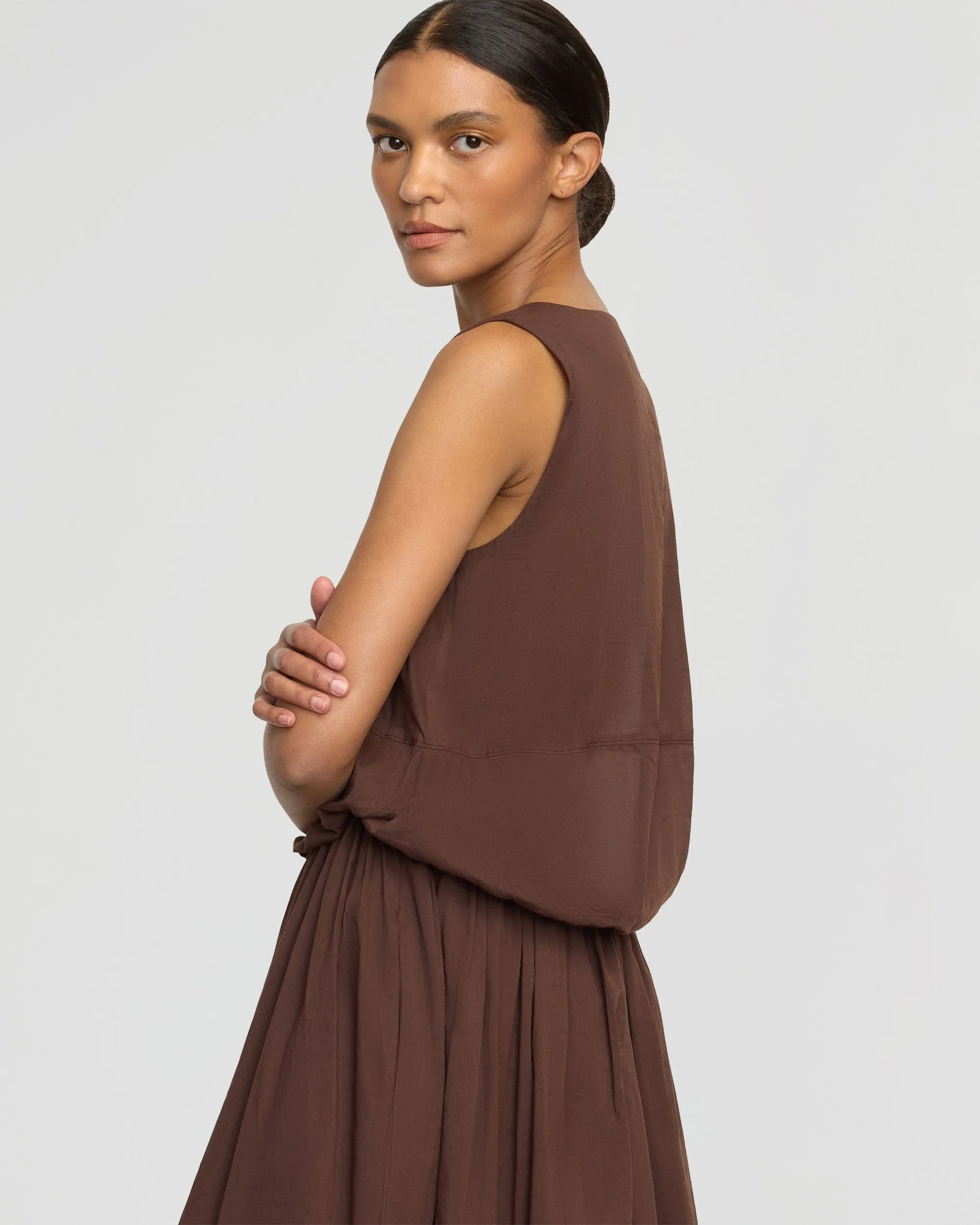 Volta Tiered Organic Cotton Dress Grace Soft Chic Waist Design