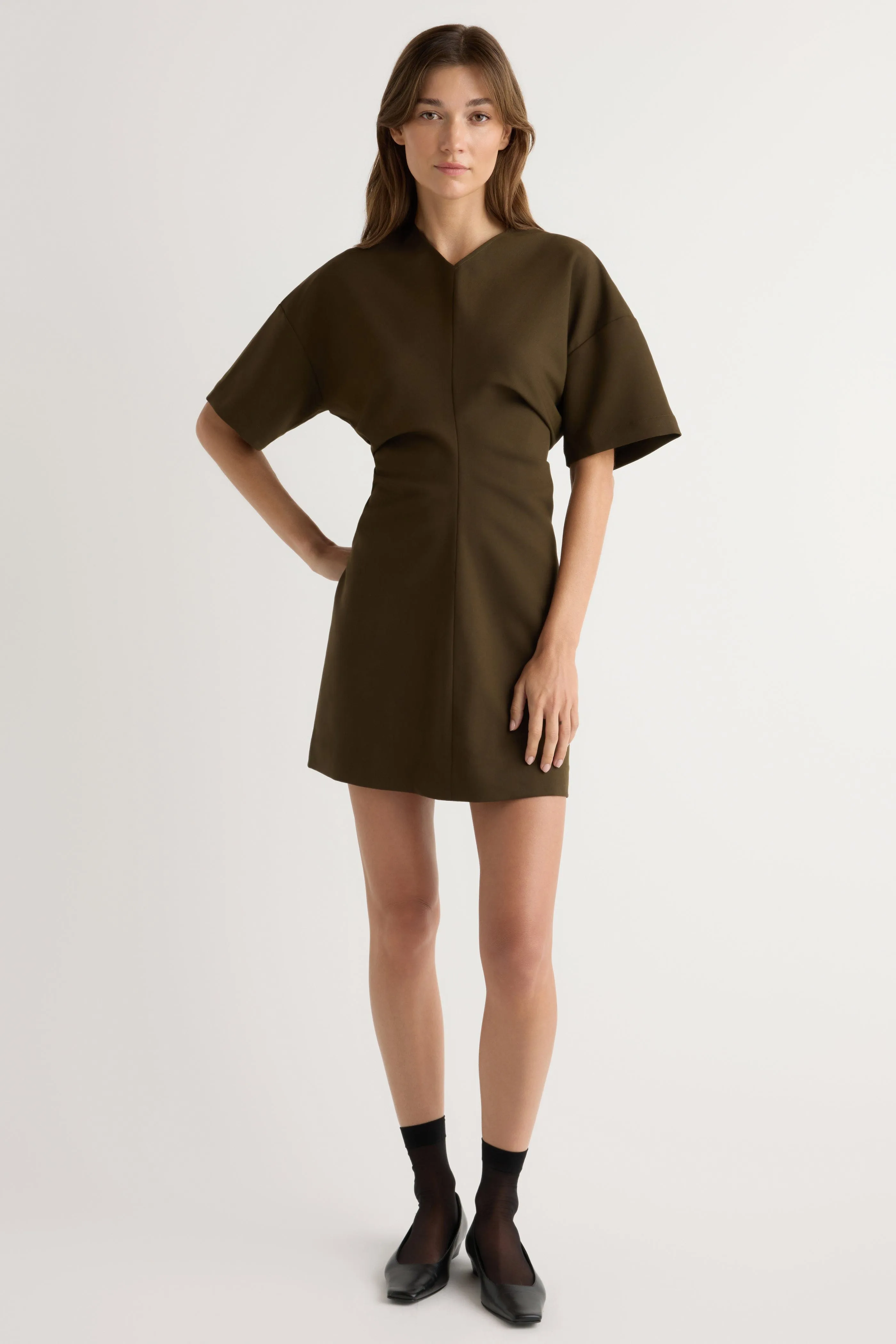 Fiore Ruched V-Neck Mini Dress Functional Layer City Flow