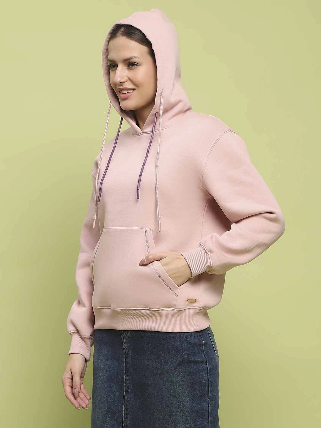 Madame Fleece Double Drawstring Hooded Dusty Pink Sweatshirt Cozy Protection Stylish Wear