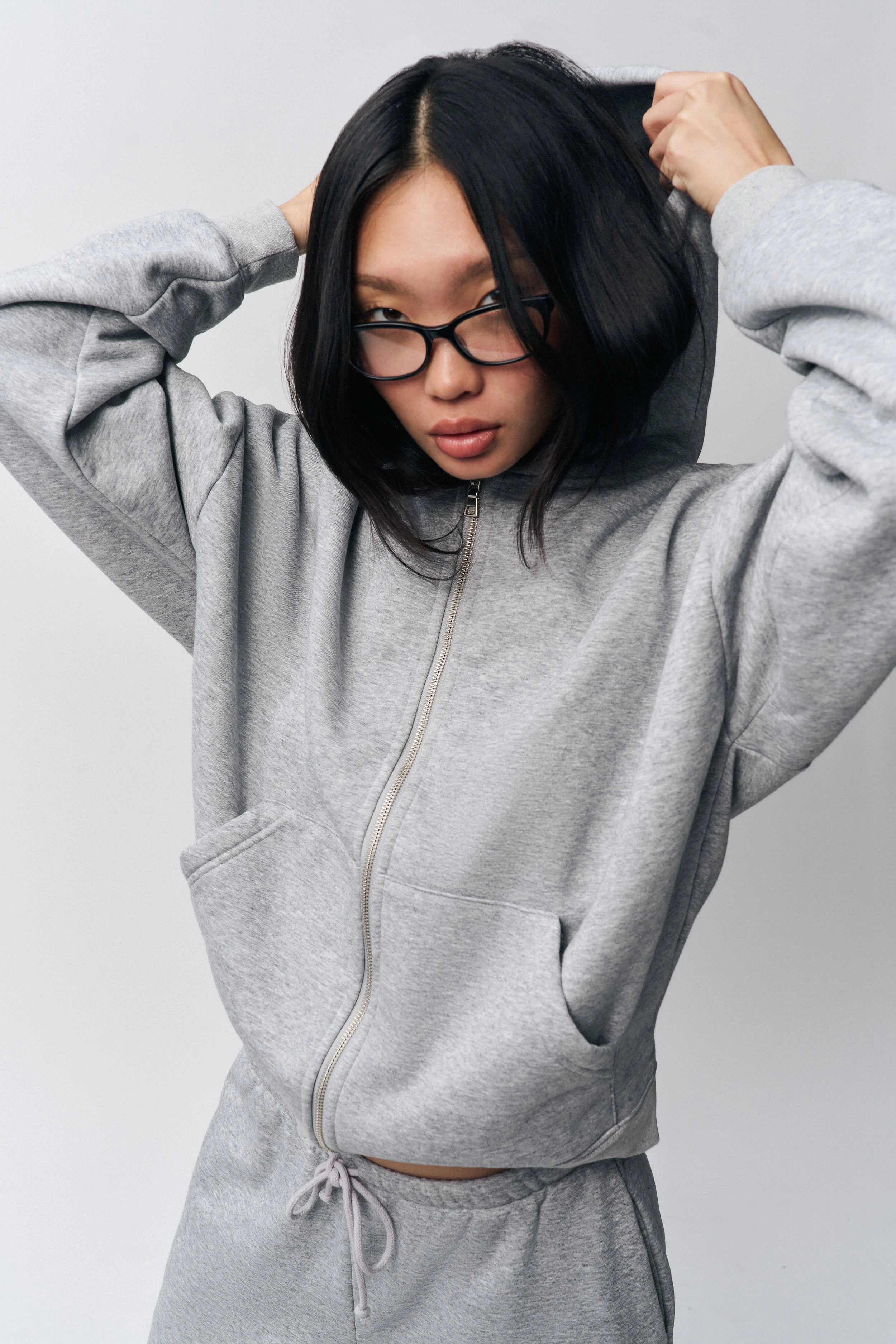 Modern Silhouette Biodegradable Fiber Construction Zip Up Hoodie
