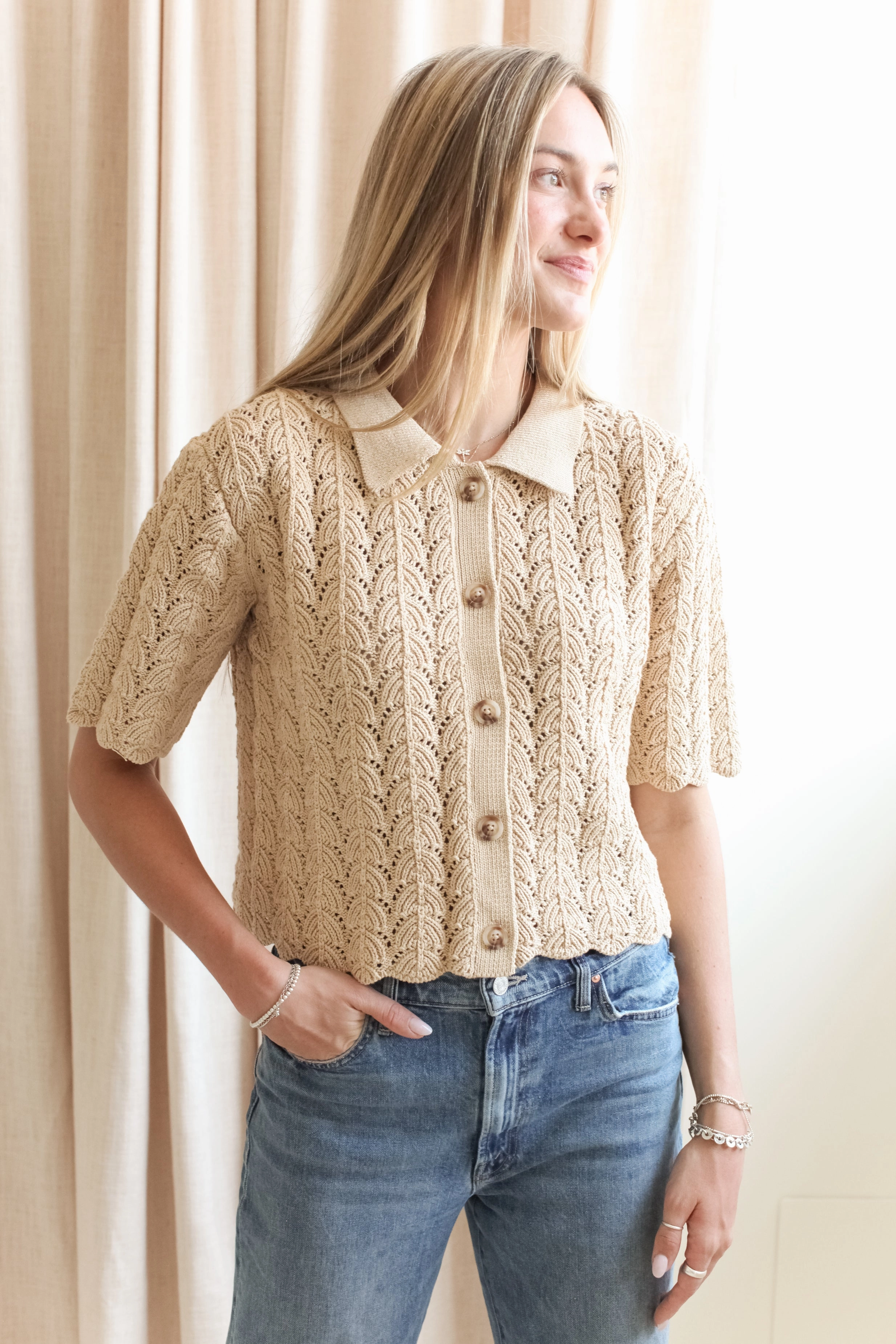 Esther Crocheted Cardigan- Camel Smart Pick Core Style