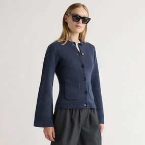 Side Slit Design Eames Organic Cotton-Wool Cardigan