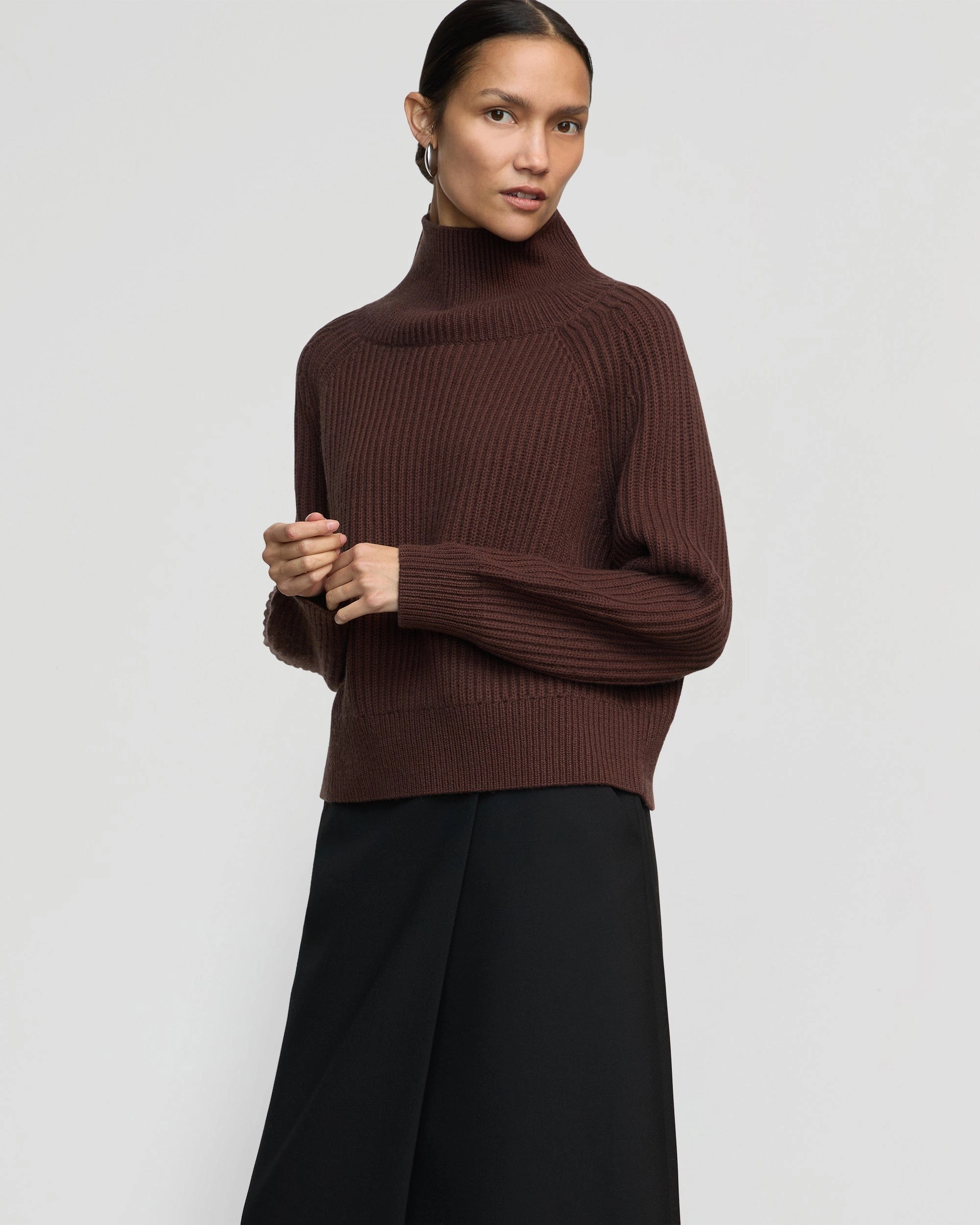 Winter Comfort Wear Winter Must-Have Knit Hadeel Organic Cotton-Wool Mock-Neck Sweater