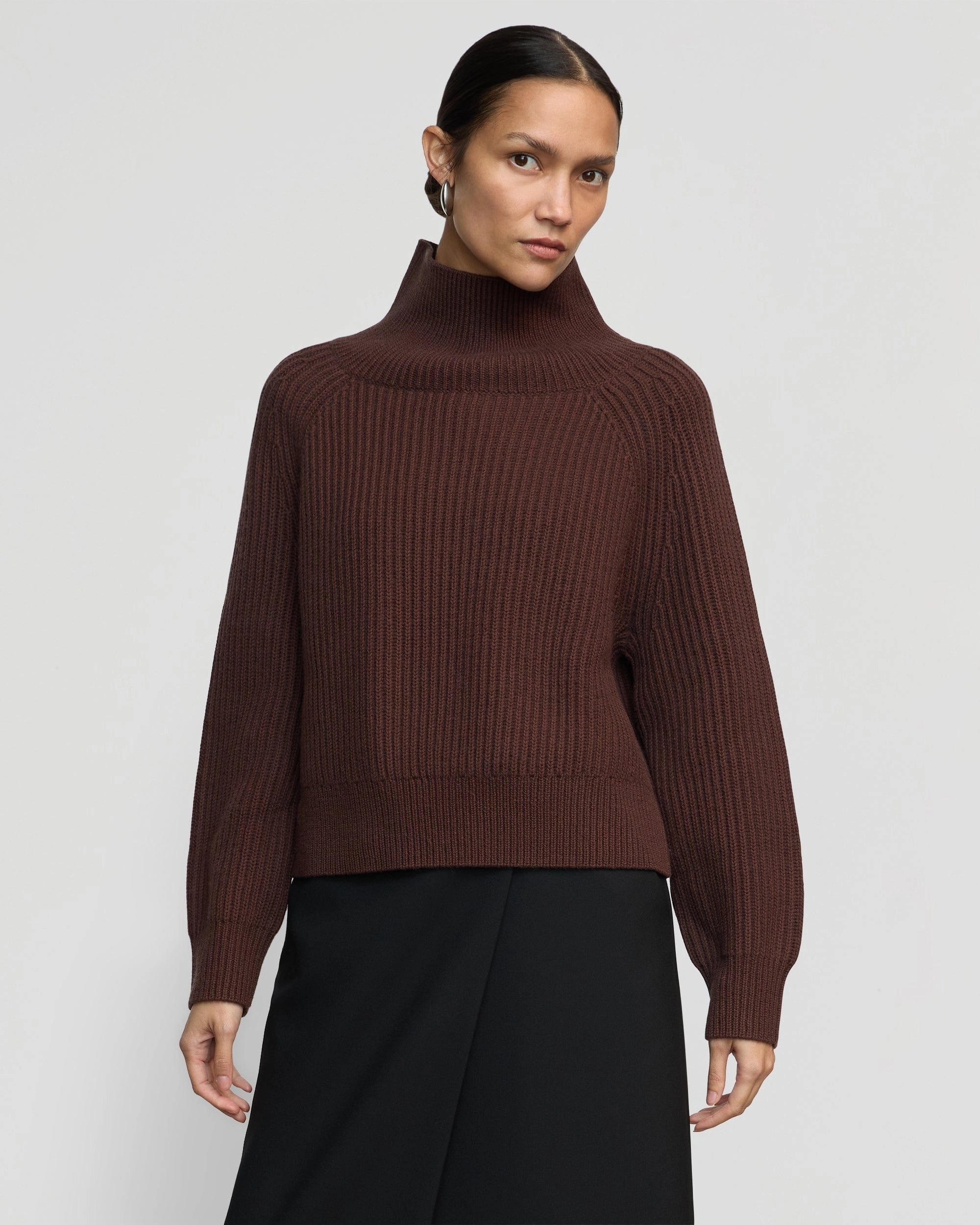 Hadeel Organic Cotton-Wool Mock-Neck Sweater Easy Fit