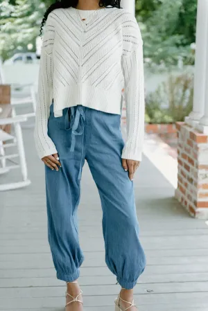 Washed Chambray Jogger Pants