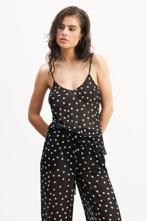 Everyday Comfort Fit AntiPilling Technology Chiffon V Neck Camisole Top -  Maxi Polka Dot
