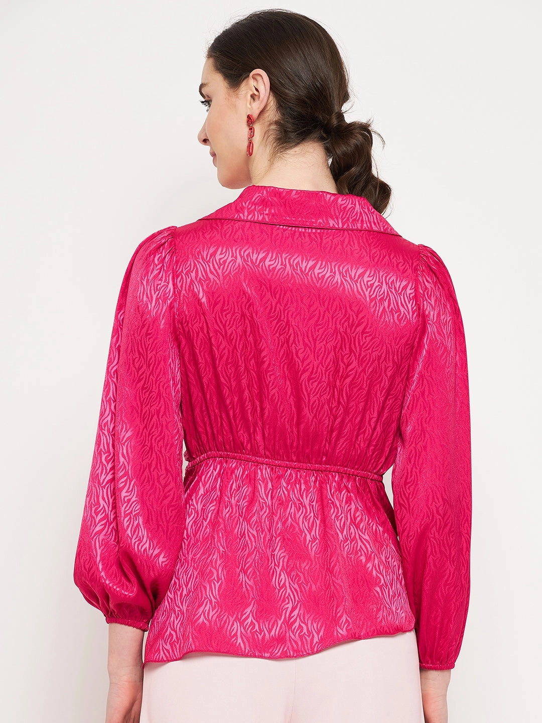 Easy Fit Madame Hot Pink Puff Sleeve Top