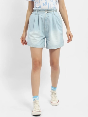 Texture Play Madame Belted Waist Light Blue Denim Shorts
