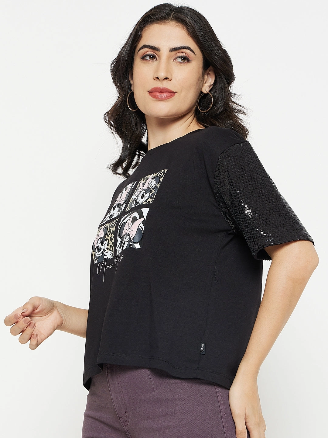 Madame Black Top Reinforced Hem Stitching