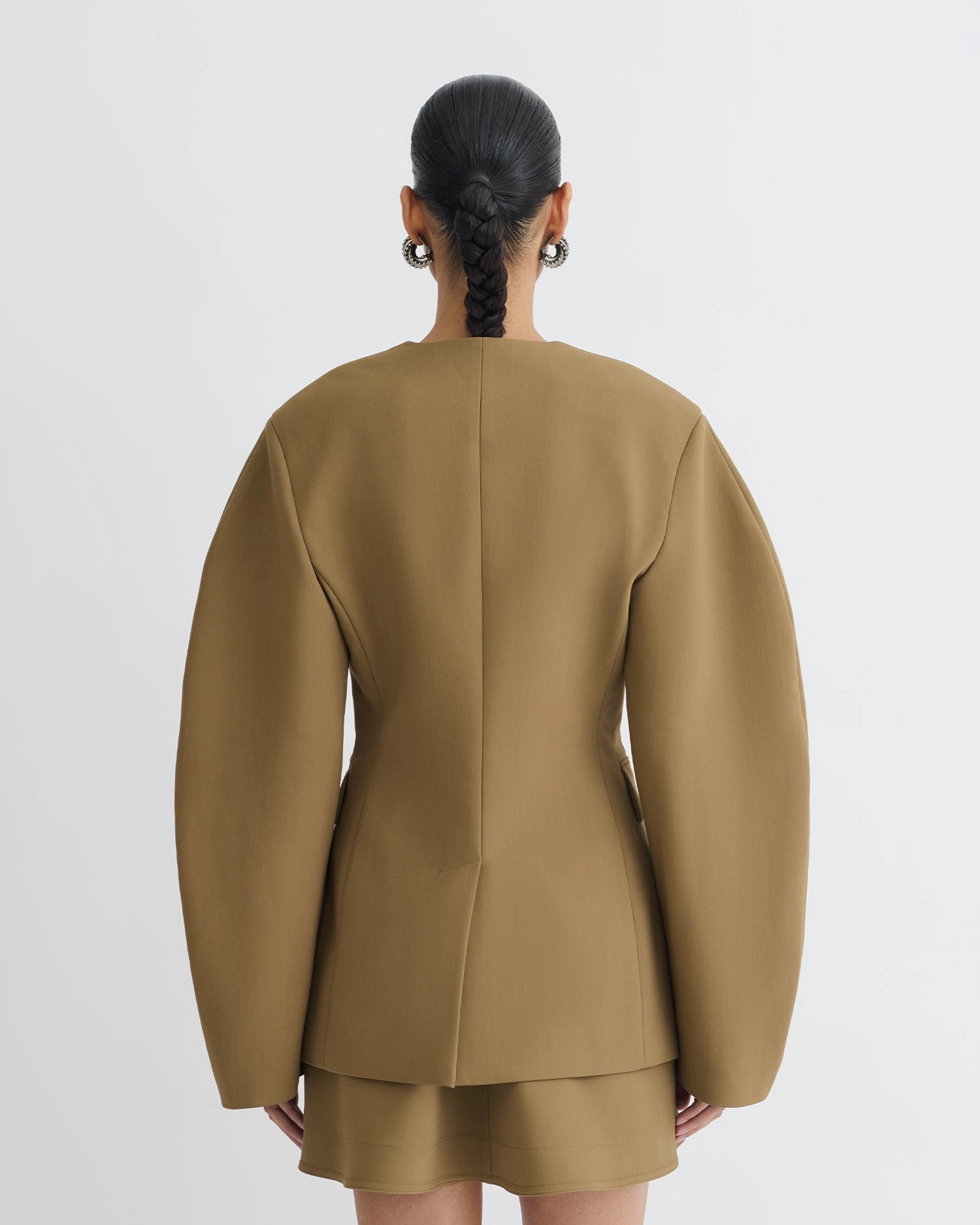 Kaori - Elongated Blazer - Brown Full Flex microfiber