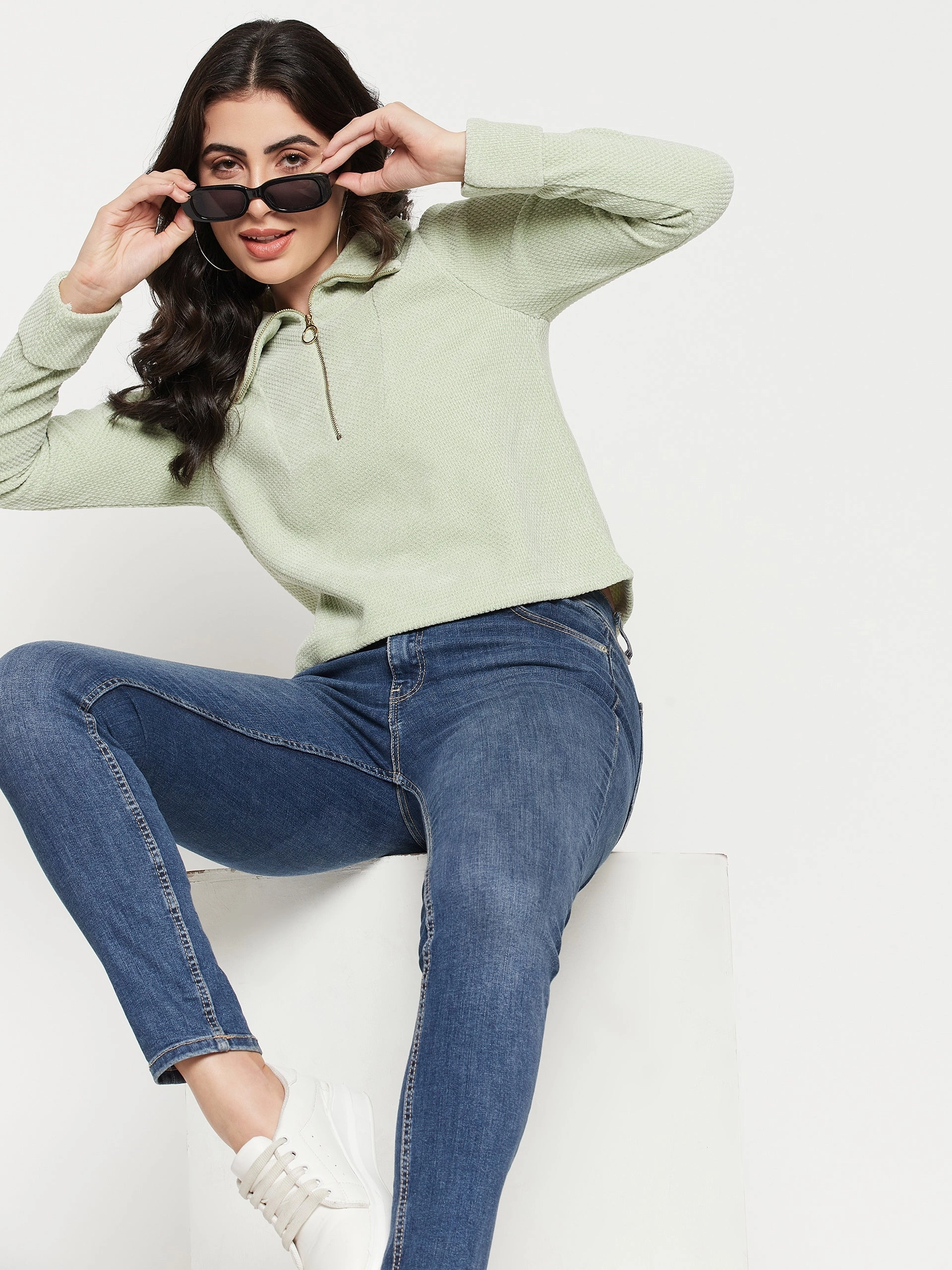 Biodegradable Fiber Blend Madame Green Crop Top