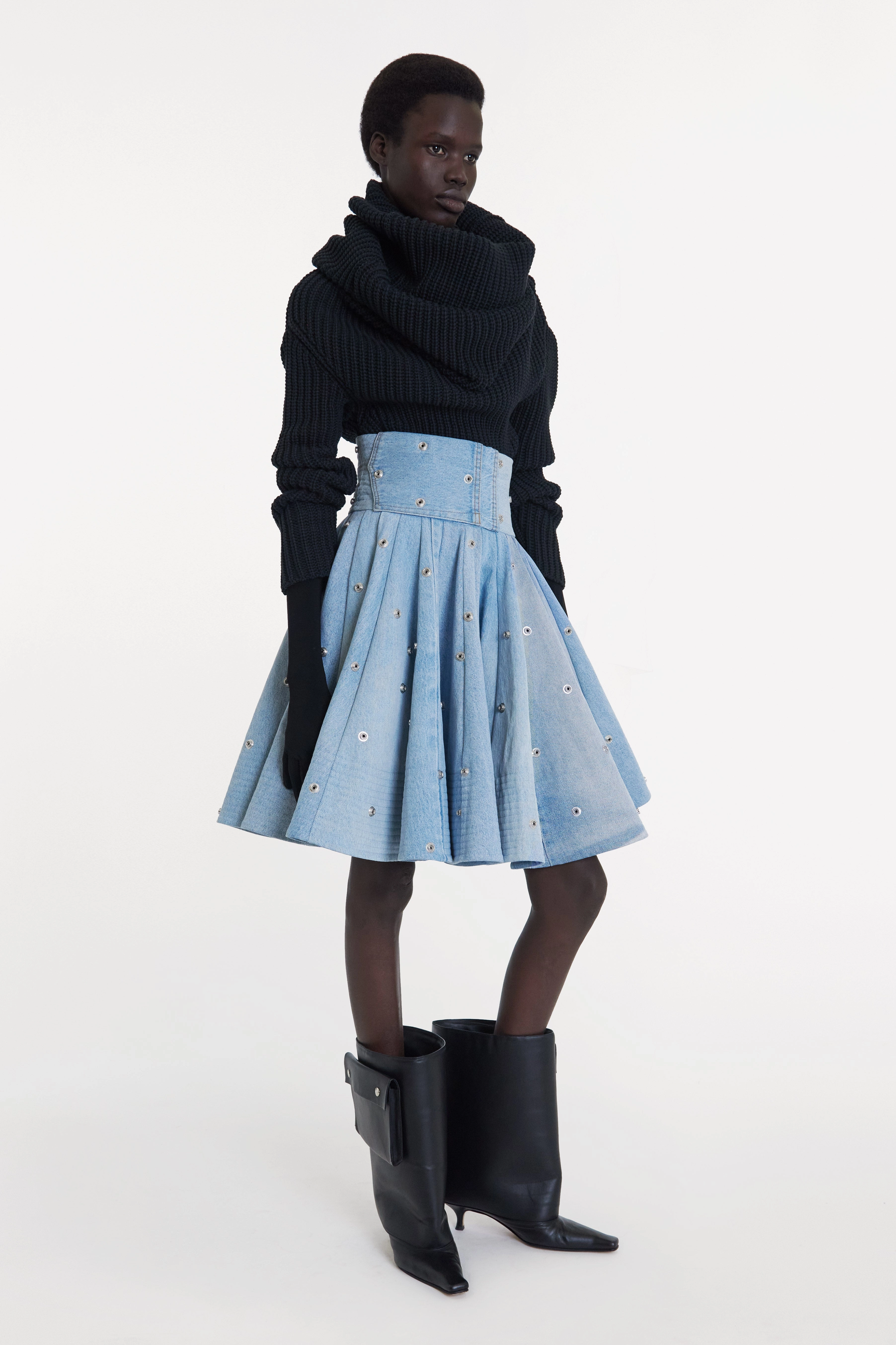 Knit Snood Top With Gloves Black AllPurpose Design Moisture Control Technology