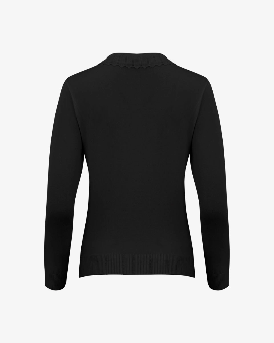 Wave Collar Knit Sweater - Black NonChafing Fabric