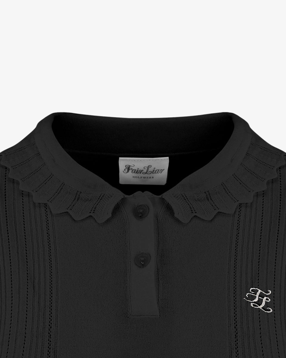 Wave Collar Knit Sweater - Black LowProfileDesign Flatlock Seam Technique
