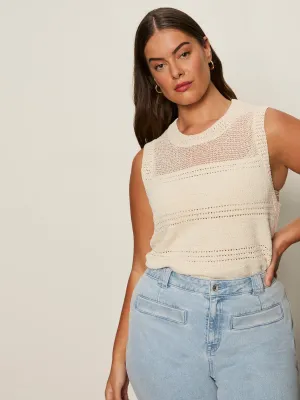 Waves Of Summer Shell Sweater Macrame Extended Sizing Breathable mesh Drop Shoulder Cut