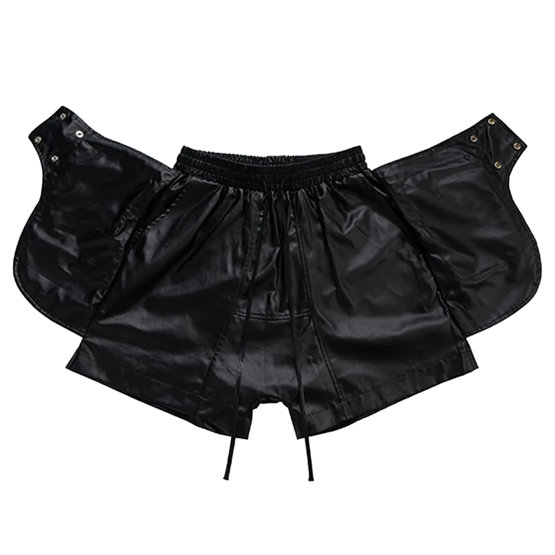 Waxed Faux Leather Cargo Shorts