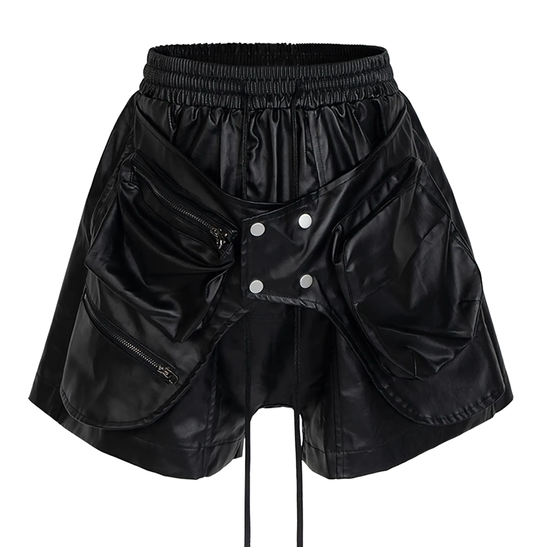Waxed Faux Leather Cargo Shorts