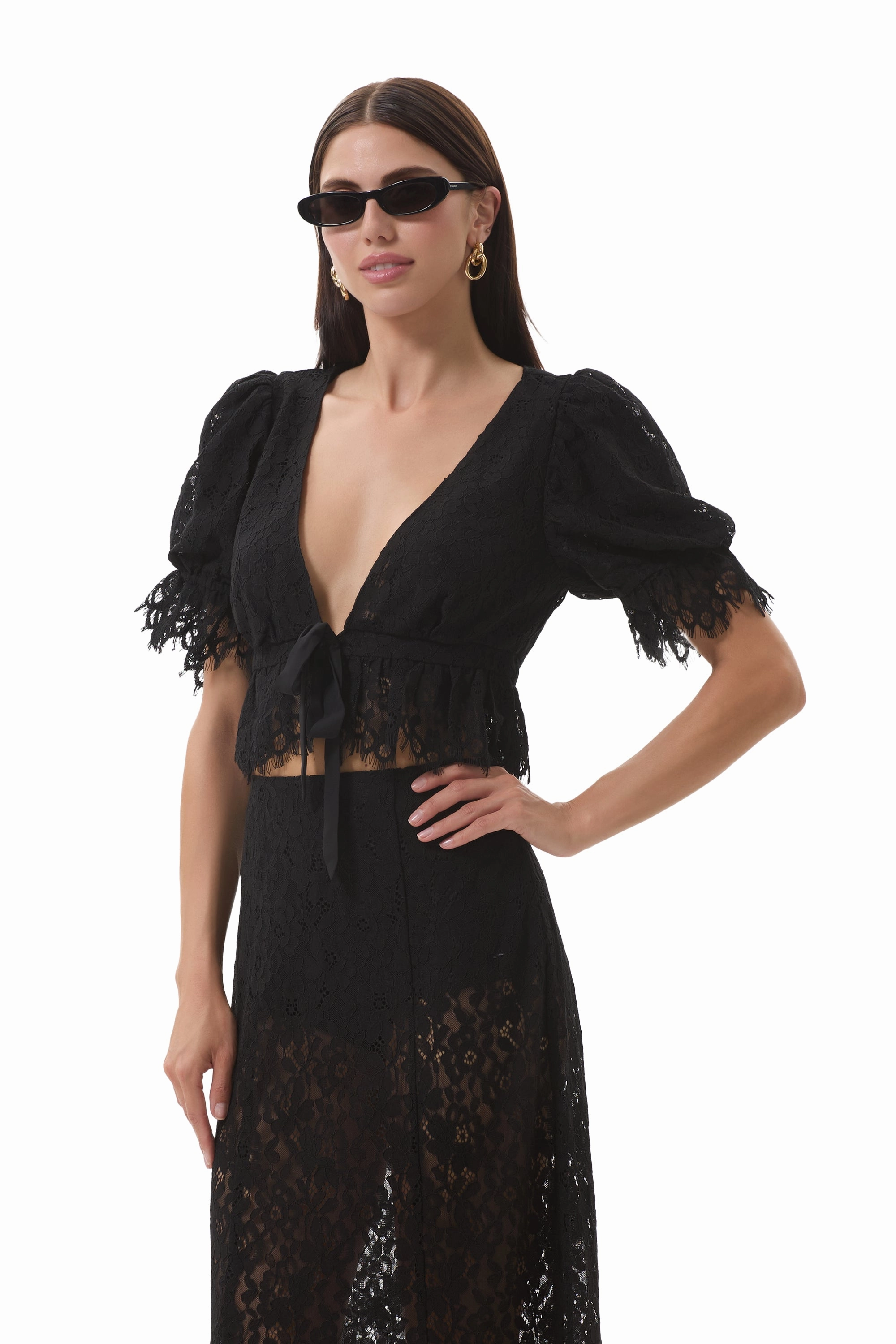Oversized Fit High Neckline Structure Wayla Top - Noir