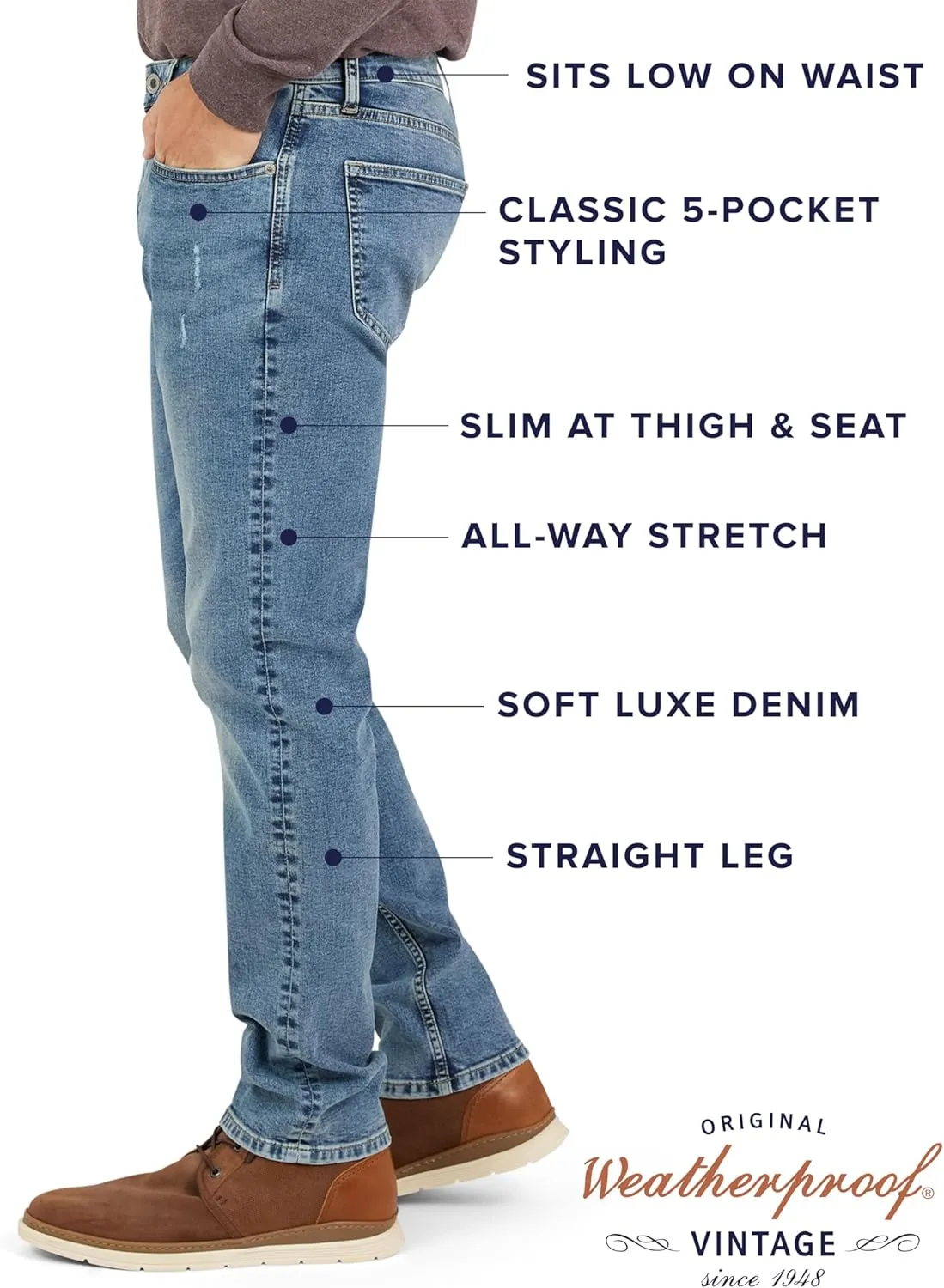 Weatherproof Vintage Mens Jeans Slim Fit - Super-Soft Slim Fit Jeans for Men | Men's Stretch Jean